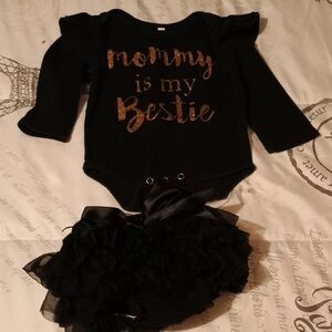 Black Baby Outfit with Gold Text